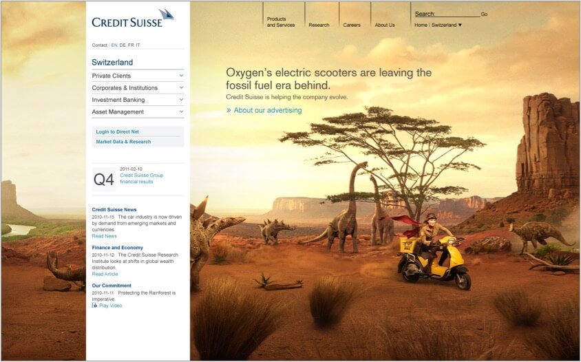 Corporate Website mit Dinosaurier.