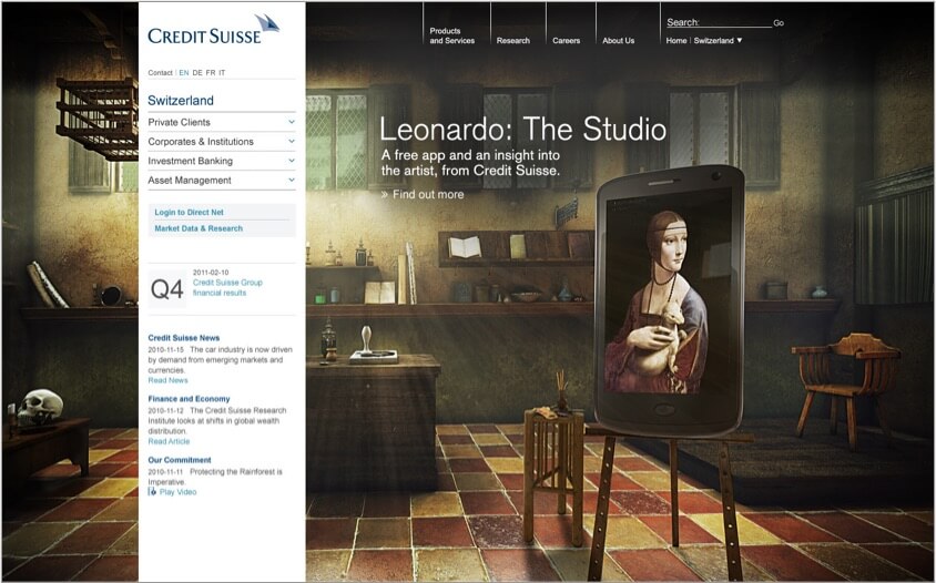 Corporate Website mit Tablet auf Staffelei.
