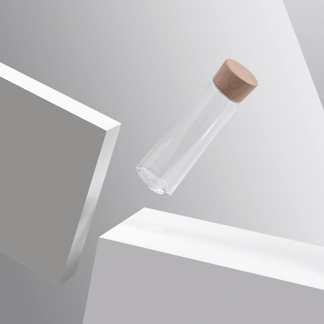 Bulb FLOW Flasche stilvoll in Szene gesetzt, Design aufs Wesentliche reduziert.